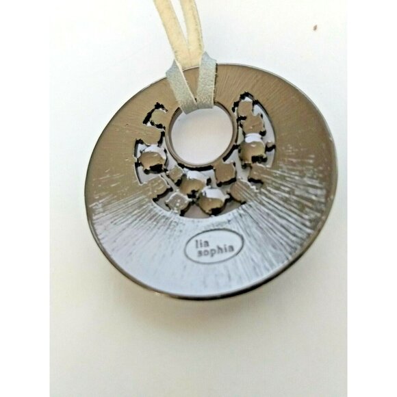 Lia Sophia Enamel polished pendant with crystals - Leather necklace -both signed - Picture 7 of 9